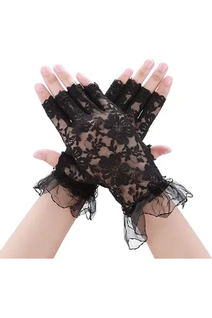 Merkloos Kanten handschoenen - Kanten vingerloze handschoenen - Vingerloze kanten dameshandschoenen - Vintage bloemen - Kant - Geschikt voor bruiloftsbanketten, ballen, feesten