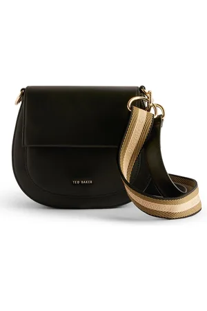 Ted Baker Leren Schoudertas Darcell Branded Webbing Satchel Cross Body Zwart
