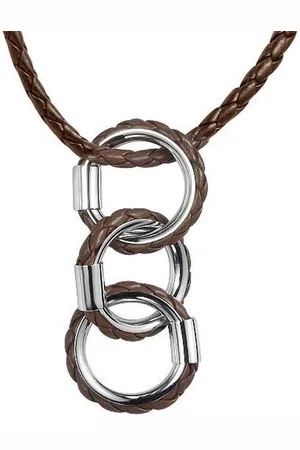 Behave Ketting van gevlochten imitatieleer met cirkelvormige hangers
