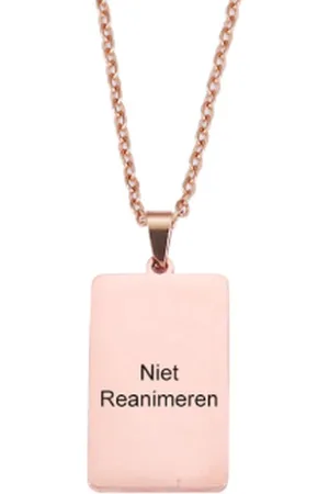 Amodi Gegraveerde Niet Reanimeren Ketting - Niet Reanimeren Penning - Do Not Resuscitate - Gegraveerd - Rechthoek - Roestvrij Staal - RVS