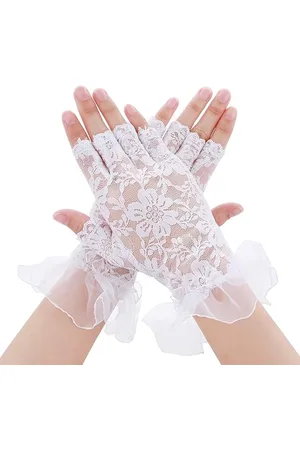 Merkloos Kanten handschoenen - Kanten vingerloze handschoenen - Vingerloze kanten dameshandschoenen - Vintage bloemen - Kant - Geschikt voor bruiloftsbanketten, ballen, feesten