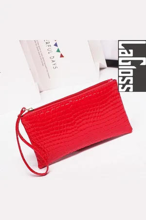 Merkloos Lagloss® Fashion Bag Tas Mode - SET 3 STUKS Modische Mobiele Telefoon / Portemonnee Tasjes - Type Lil Bag - Imitatie Krokodil Clutch - SET Wit + + Blauw - 19x11x2 cm