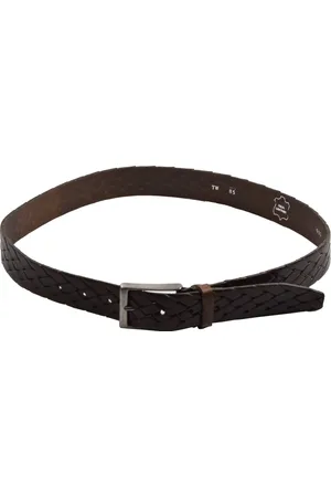Merkloos Riem echtleder Gevlochten Groene Riem 95 cm - 3.5 cm Breed - Aanpasbaar met Schroef- groene Kleur