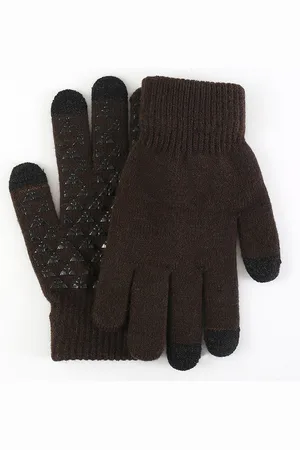 Merkloos 2 paar winter warme pluche en verdikte gebreide handschoenen - dames koudebestendige warme touchscreen handschoenen - heren handpalm antislip handschoenen