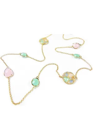 SOPHIE Zilveren collier halsketting geel goud verguld Model Colourful Shine gezet met groene , roze en oranje stenen