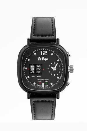 Lee LC07003.351 - Horloge - Analoog - Mannen - Heren - leren band - Zwart