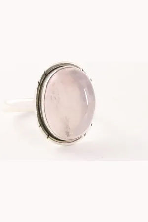 AsiAsia Ovale zilveren ring met rozenkwarts - maat 17