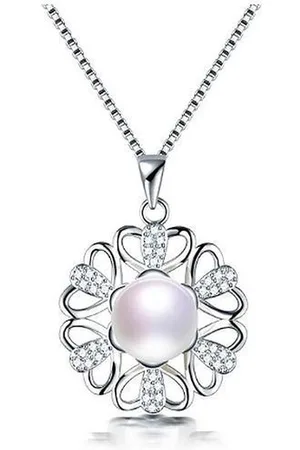 N3 Collecties Top Kwaliteit 925 Sterling Zilver Zirkonia Bloem Hanger Sieraden Zoetwater Parel Ketting voor Vrouwen