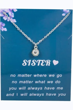Bixorp Luck Zilveren Dames Ketting met Zirkonia Kristal - "Love Sister" - 45/50cm - Cadeau voor Vrouw - Zilverkleurig
