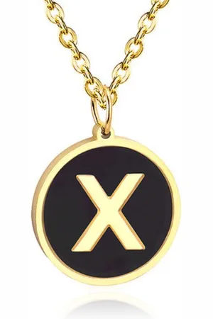 Cilla Jewels Goudkleurige Dames Schakelketting met Zwarte Kettinghanger Letter X