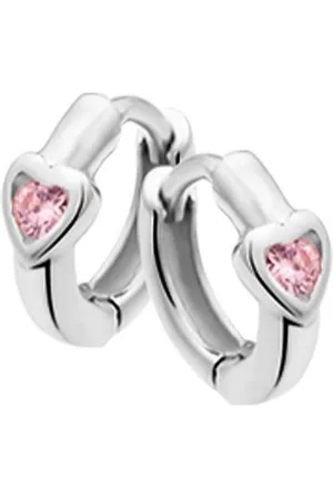 Yo&No Oorbellen - Zilver - Oorringen - klap - Hart - Zirkonia - Roze - 10mm - 3,5mm - Kinderen - Zilver 925