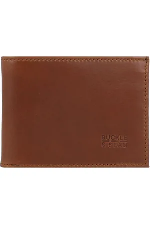 Buckle & Seam Leren Portemonnee Bill Blu Wallet Bruine