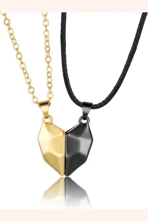 Kasey Hartjes Ketting - Magnetisch - Vriendschap Cadeau - Vriendschapsketting Voor 2 - BFF Ketting Voor 2 - Koppel Ketting - Koppel Cadeau - Zwart/