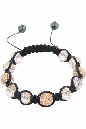 Silventi 710401067 - Gevlochten Armband - Zirkonia steentjes - Verstelbare sluiting - Zwart - - 10 mm dikte - 20 cm