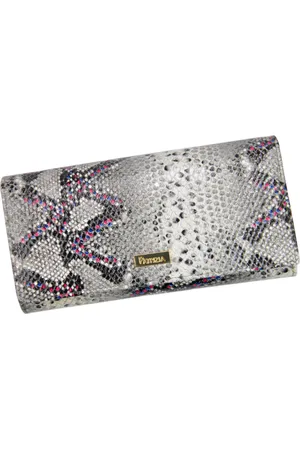 Patrizia Pepe Italiaanse damesportemonnee echte leder RFID Bescherming , zwart , paarse – Snake Skin