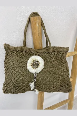 Merkloos Jute shopper/strandtas - Handmade
