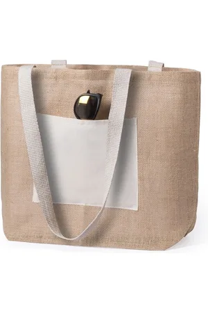 Merkloos Jute/katoenen naturel shopper/boodschappentas 48 cm - Stevige boodschappentassen/shopper bag