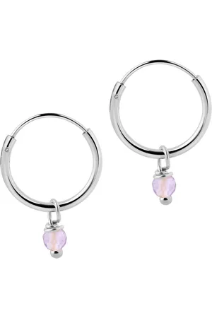 JUULRY Kleine Zilver Hoops Met Paarse Steen