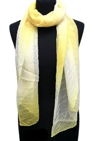 Merkloos Geribbelde Dunne Sjaal - Zijde - Geel - 180 x 55 cm (875)