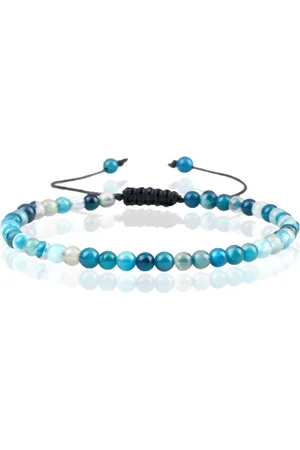Memphis Fire Armband Natuursteen Kralen - Blue Striped