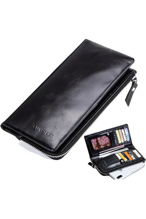 Contacts Leren portemonnee heren leer - portefeuille heren - mannen cadeautjes cadeau voor man - portemonnee heren pasjes houder - Top kwaliteit Leer
