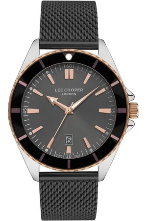Lee LC07353.560 - Horloge - Analoog - Mannen - Heren - Mesh/Milanese band - Staal - Datumaanduiding - Zwart - Zilverkleurig - Rosékleurig