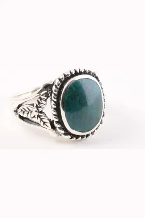 AsiAsia Bewerkte zilveren ring met chrysocolla - maat 18