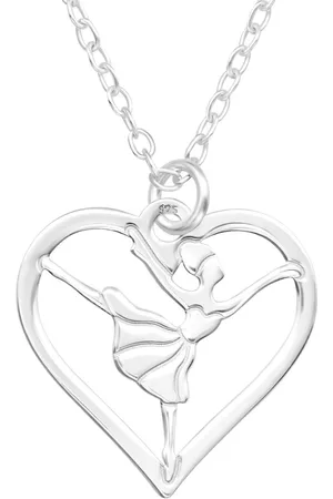 JYC Joy|S - Zilveren hartje hanger met ketting - ballerina danseres - hartje 14 mm - ketting 45 cm