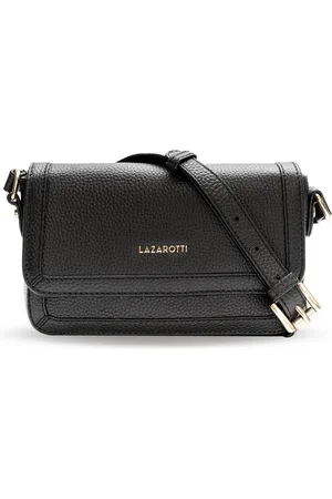 Lazarotti Leren Schoudertas Bologna Leather Flap Crossbody Bag Zwart