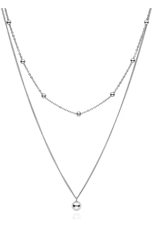 Zilver En Ketting Dames - Ketting Dames - 925 - Dubbele ketting met bollen - Amona Jewelry