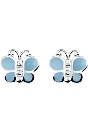 Yo&No Oorbellen - Zilver - Oorknoppen - Vlinder - Parelmoer - 8/7mm - Kinderen - Zilver 925