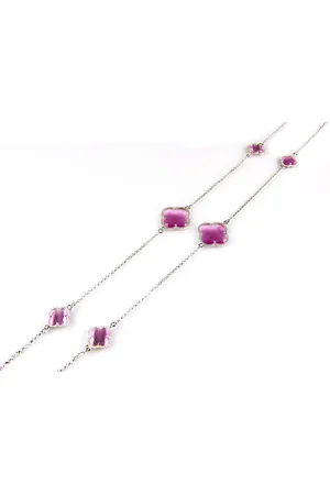 SOPHIE Model Fiori gesloten klavers collier in zilver felroze klavers