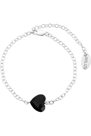ARLIZI 1717 Armband Hartje Swarovski Kristal Zwart - Sterling - 20 cm