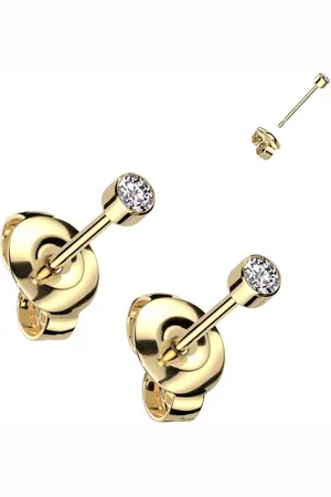 LMPiercings NL Oorbellen titanium witte CZ 5mm goud