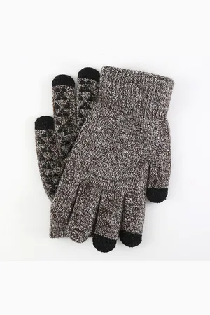Merkloos 2 paar winter warme pluche en verdikte gebreide handschoenen - dames koudebestendige warme touchscreen handschoenen - heren handpalm antislip handschoenen
