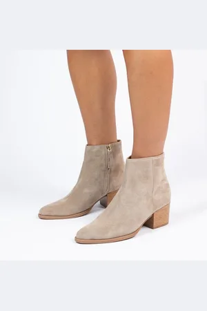 Manfield Dames - Beige suède lage cowboy laarzen