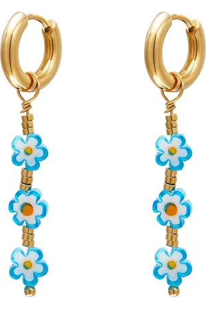 Yehwang Blue daisy earrings - #summergirls collection - - Oorbellen - 4,70 x 1,40 cm - Goud