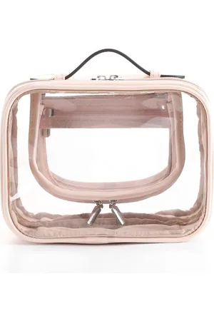 Merkloos Transparante toilettas voor reizen - organizer voor handbagage - roze Medium cosmeticakoffer