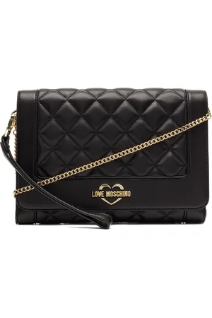Moschino Borsa Super Quilted Black Gold-coloured Clutch