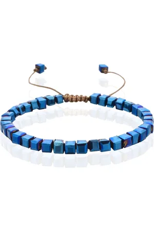 Memphis Bohemia Kralen Armband - 4mm Kristal Glas Donkerblauw