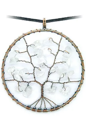 Bloom Bergkristal levensboom hanger - 5 cm - ketting inclusief verstelbaar zwart koord