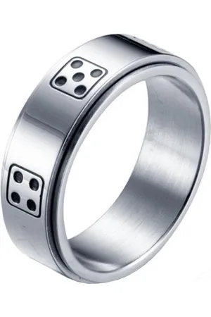 LGT JWLS Stalen mannen ring Dobbelsteen spinner Zilverkleurig-19mm