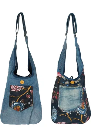 Merkloos Dames Duurzame Hobo Tas, Schoudertas Gemaakt van Gerecyclede Jeans & Katoen, Boho Crossbody Tas, Schoudertas Dames/Meisjes Cadeau Idee, , Bohemian