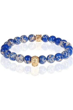 Memphis Blauwe kralen armband Natuursteen Doodshoofd