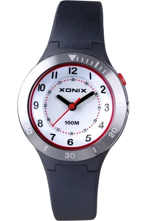 XONIX WU-A07 - Horloge - Analoog - Kinderen - Siliconen band - ABS - Cijfers - Achtergrondverlichting - Waterdicht - 10 ATM - Zwart - Rood - Wit