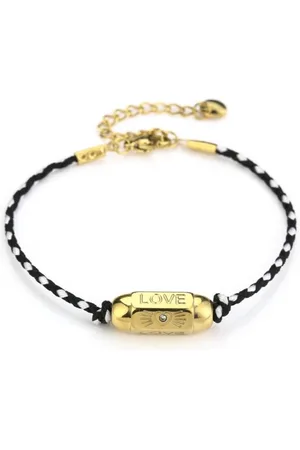 MICHELLE Gevlochten gekleurde koperen armband - Bullet - Kogel - Love - Liefde - Valentijn - Wit