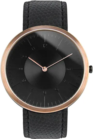 Auteur Watches Moonlight K Rose Gold - Extra Plat Designhorloge Zwart Leer 39mm