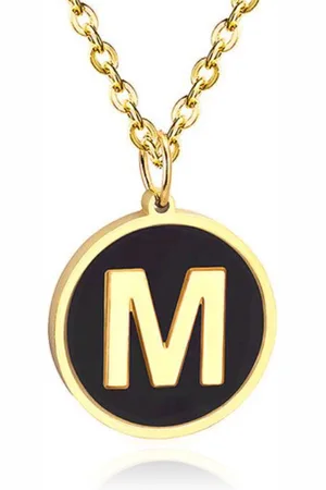 Cilla Jewels Goudkleurige Dames Schakelketting met Zwarte Kettinghanger Letter M