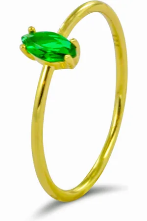 Silventi 9SIL-21643 Zilveren Ring - Dames - Groene Zirkonia - Ovaal - 5,5 x 3 mm