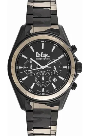 Lee LC06973.650 - Horloge - Analoog - Mannen - Heren - stalen band - Chronograaf - Groen - Grijs - Zwart - Rosékleurig